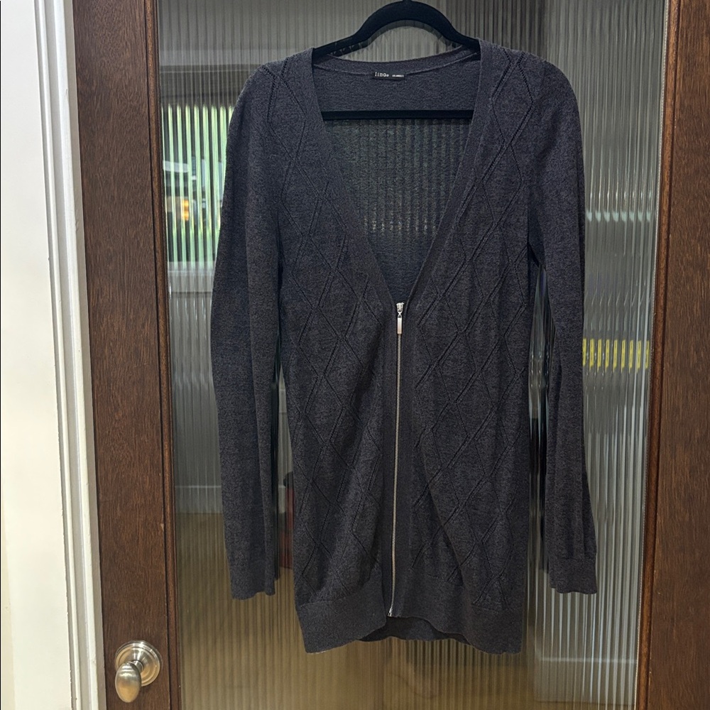 Linq Los Angeles Gray Zip-Up Cardigan